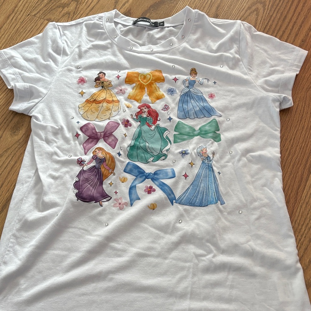 Disney Princess White T-Shirt with Colorful Bows